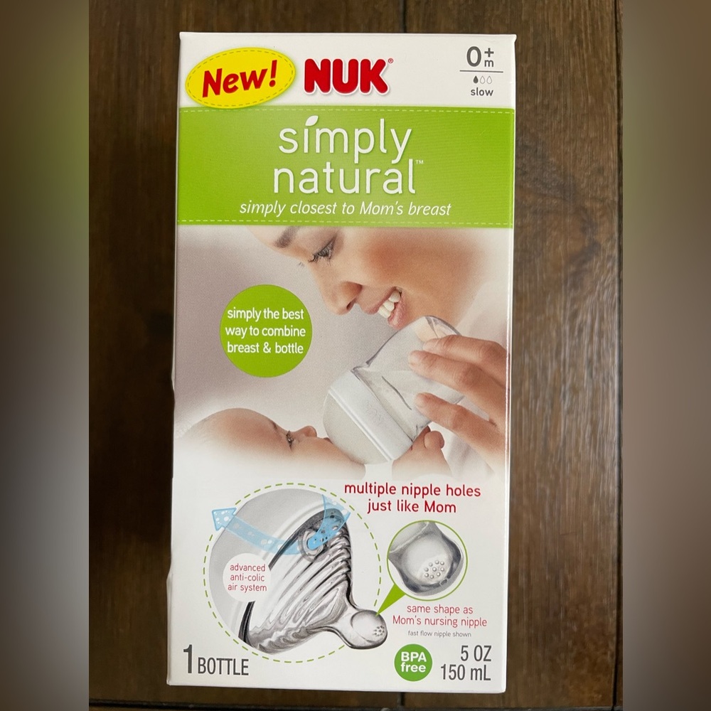 NUK Simply Natural 5 oz, Clear Baby Bottle